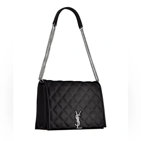 Saint Laurent Becky Shoulder Bag – Black Lambskin, Quilted, Gunmetal Hardware - Picture 2 of 15